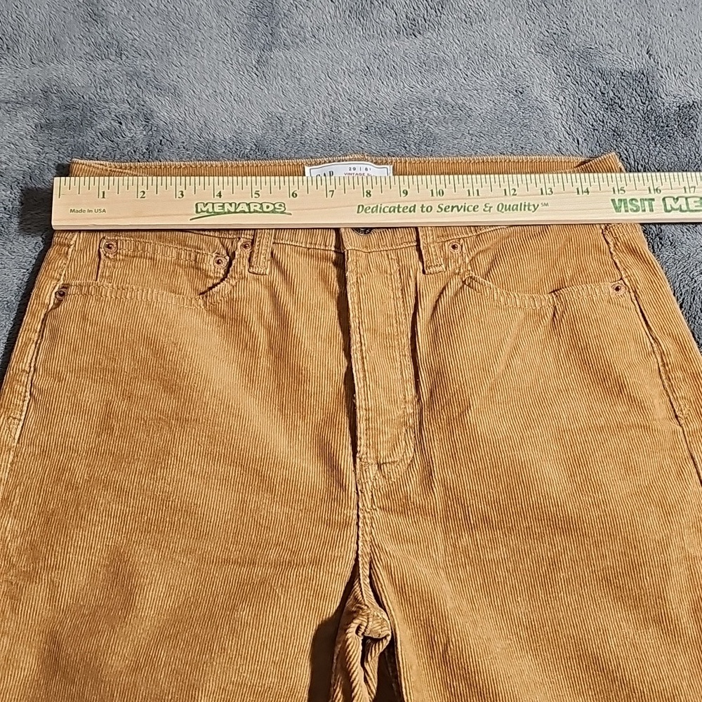 Gap Corduroy Vintage Slim High Rise Jeans Tan Gold Brown Size 29 Tall - Picture 3 of 11
